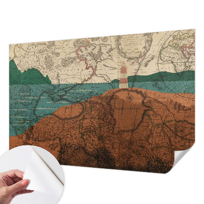 Peel and stick wall mural with a historical map design