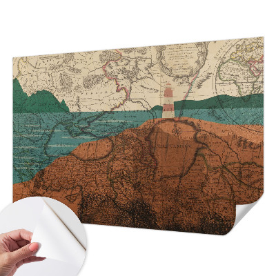Peel and stick wall mural with a historical map design