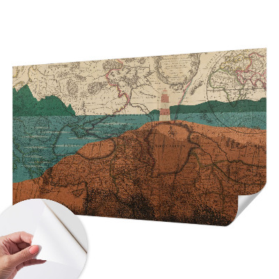 Peel and stick wall mural with a historical map design