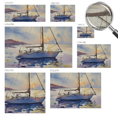Self-adhesive photo wallpaper featuring a sailboat motif titled “West”