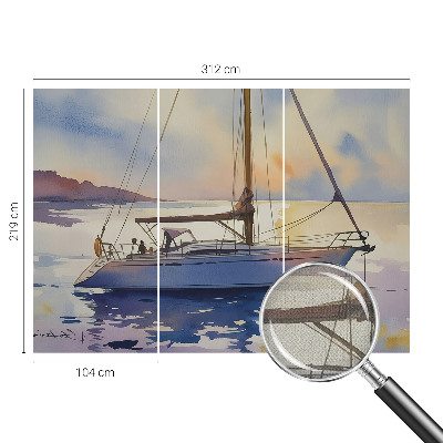 Self-adhesive photo wallpaper featuring a sailboat motif titled “West”