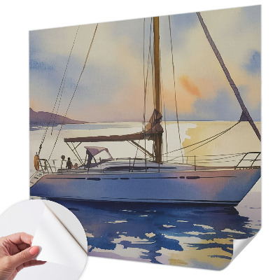 Self-adhesive photo wallpaper featuring a sailboat motif titled “West”