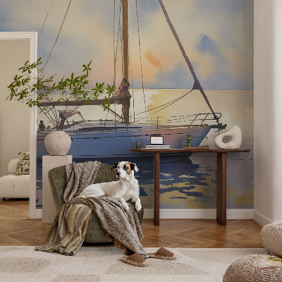 Self-adhesive photo wallpaper featuring a sailboat motif titled “West”