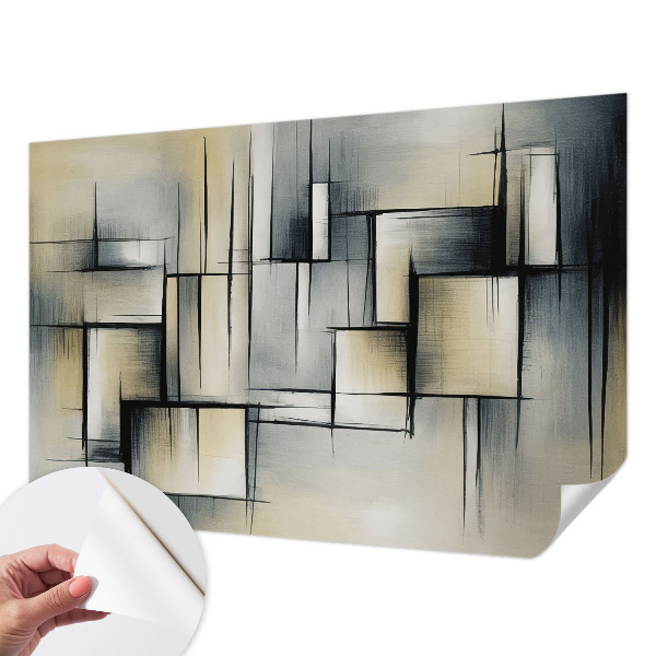 Children's wall mural with an abstract geometric design