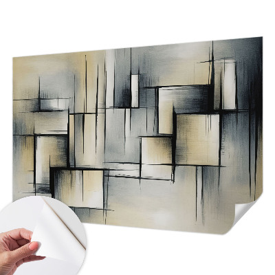Children's wall mural with an abstract geometric design