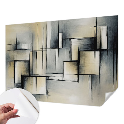 Children's wall mural with an abstract geometric design