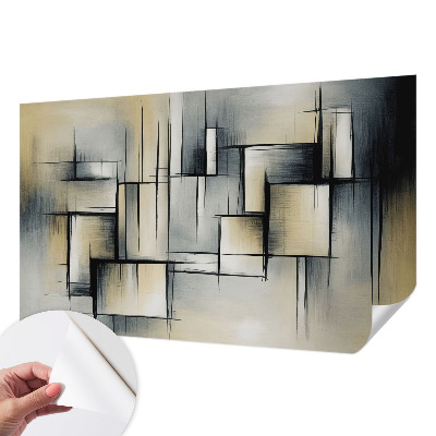 Children's wall mural with an abstract geometric design
