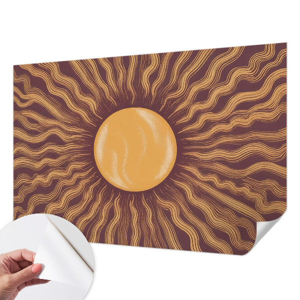 Stick-on wall mural with a sun rays design