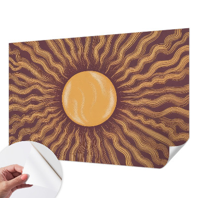 Stick-on wall mural with a sun rays design