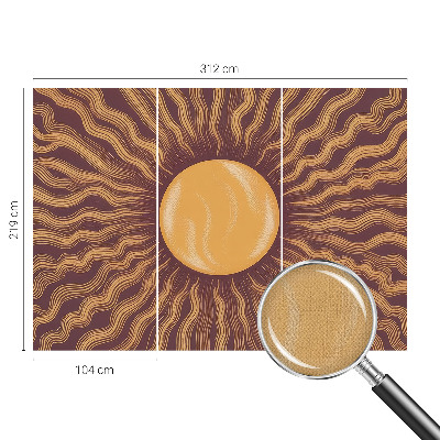 Stick-on wall mural with a sun rays design