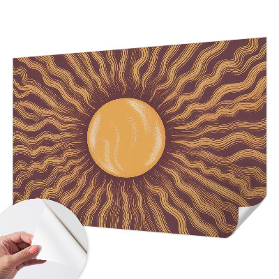 Stick-on wall mural with a sun rays design