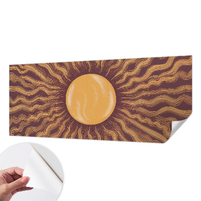 Stick-on wall mural with a sun rays design