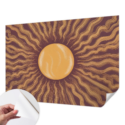 Stick-on wall mural with a sun rays design