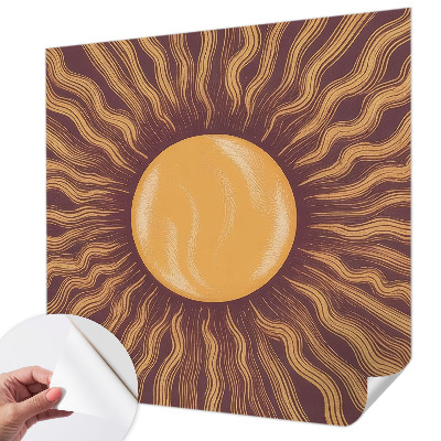 Stick-on wall mural with a sun rays design