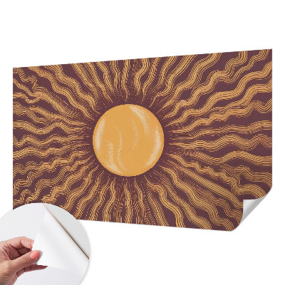 Stick-on wall mural with a sun rays design