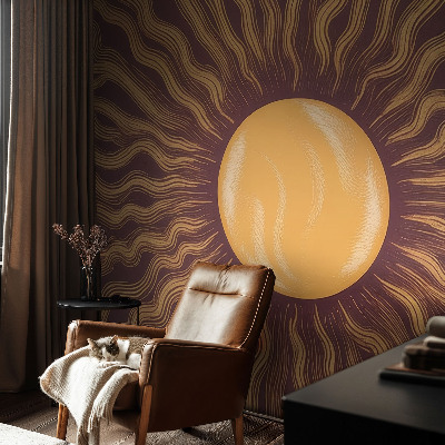 Stick-on wall mural with a sun rays design