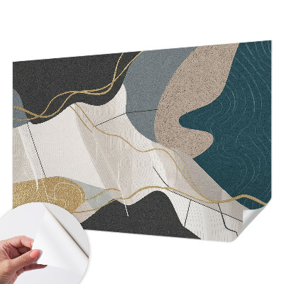 Nursery wall mural with abstract forms