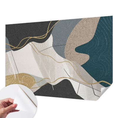 Nursery wall mural with abstract forms
