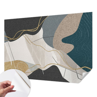 Nursery wall mural with abstract forms
