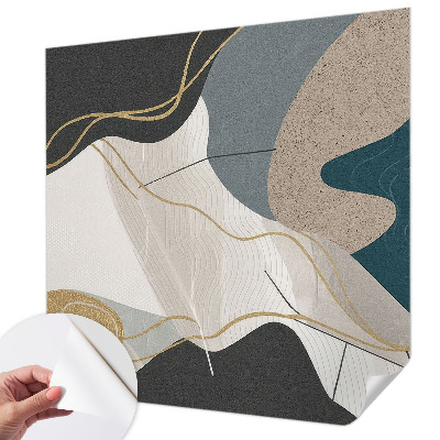 Nursery wall mural with abstract forms