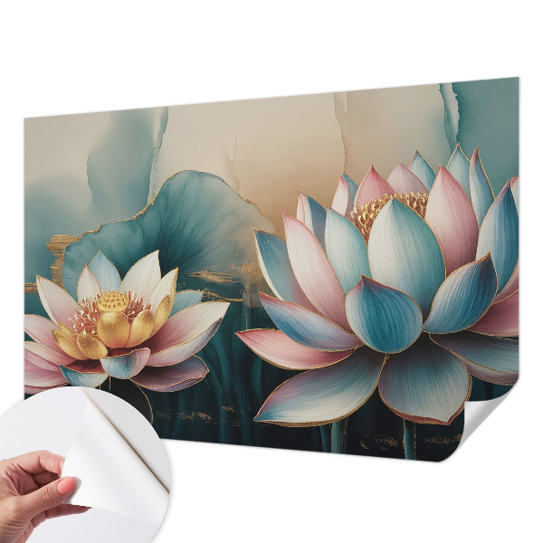 Peel and stick wall mural for living room Lotuses of Harmony