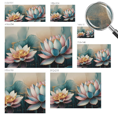 Peel and stick wall mural for living room featuring the Lotuses of Harmony design