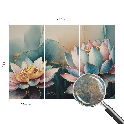Peel and stick wall mural for living room Lotuses of Harmony