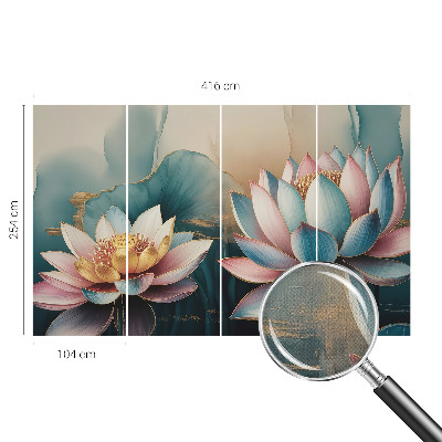 Peel and stick wall mural for living room featuring the Lotuses of Harmony design