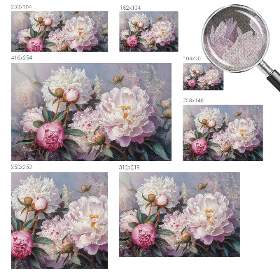 Peel and stick wall mural for bedroom Peony bouquet