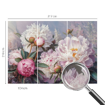 Peel and stick wall mural for bedroom with a peony bouquet design