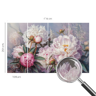 Peel and stick wall mural for bedroom with a peony bouquet design