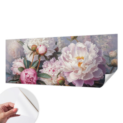Peel and stick wall mural for bedroom Peony bouquet