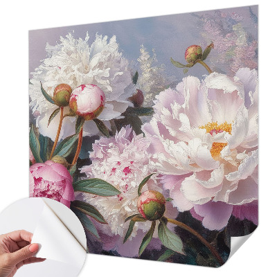 Peel and stick wall mural for bedroom Peony bouquet