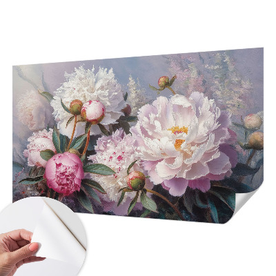 Peel and stick wall mural for bedroom Peony bouquet