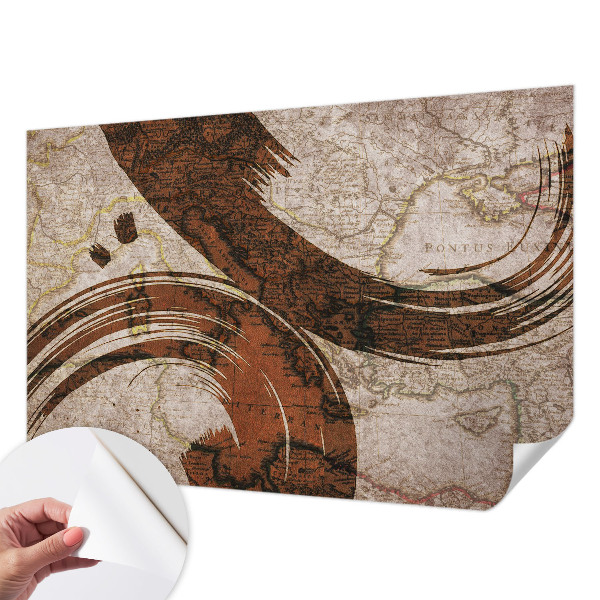 3D wall mural with an artistic map design