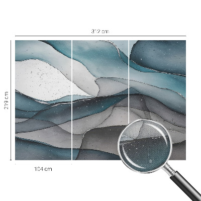 3D photo wallpaper mural with colorful waves