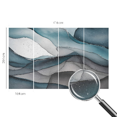 3D photo wallpaper mural with colorful waves