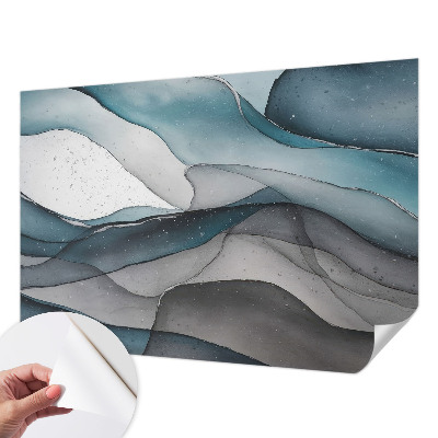 3D photo wallpaper mural with colorful waves