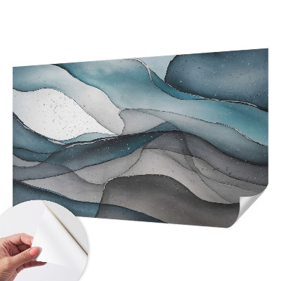 3D photo wallpaper mural with colorful waves