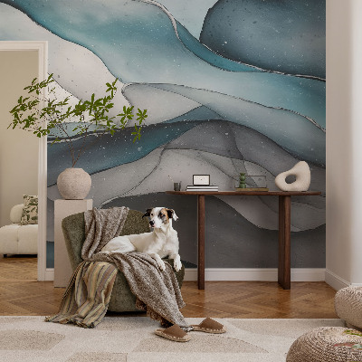 3D photo wallpaper mural with colorful waves
