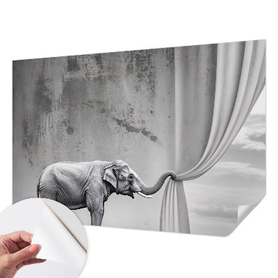 Peel and stick wall mural with a surrealist elephant design