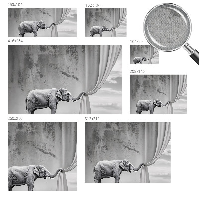 Peel and stick wall mural with a surrealist elephant design