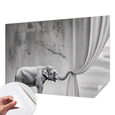 Peel and stick wall mural with a surrealist elephant design