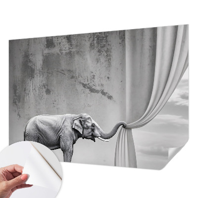 Peel and stick wall mural with a surrealist elephant design