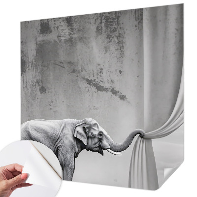 Peel and stick wall mural with a surrealist elephant design