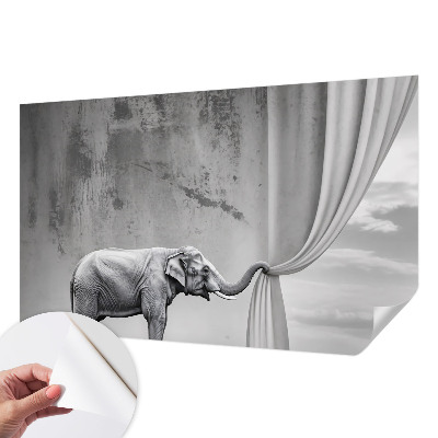 Peel and stick wall mural with a surrealist elephant design