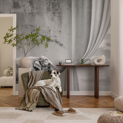 Peel and stick wall mural with a surrealist elephant design