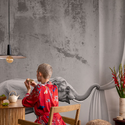 Peel and stick wall mural with a surrealist elephant design