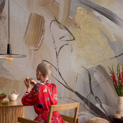 Self-adhesive wall mural with an abstract composition