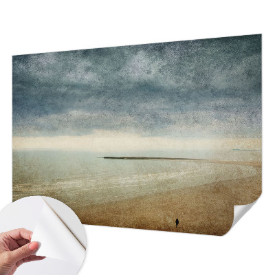 Stick-on wall mural with a nostalgic landscape design